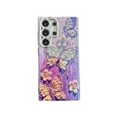 Glitter Blue-ray Butterfly Cover För Samsung S24 Ultra Plus Lyxfodral För Samsung Galaxy S23 Ultra S22 Hand Lanyard Hard Cases,HD DK,För Samsung S22Ultra