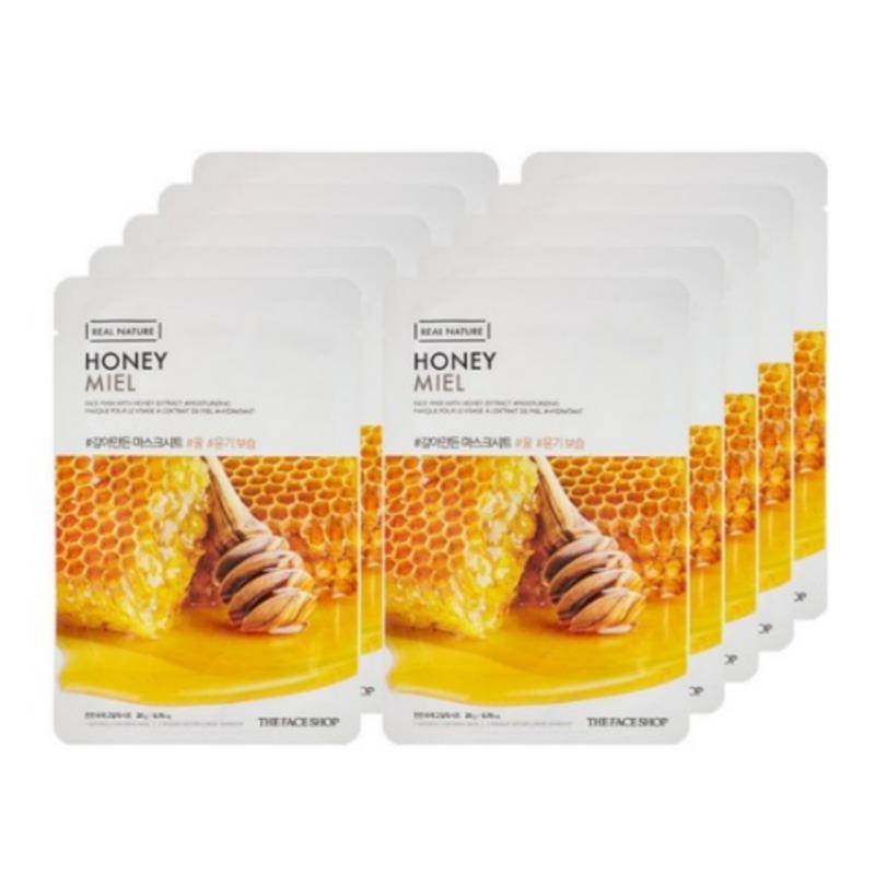 THE FACE SHOP Real Nature Honey Face Mask Sheet 1pc x 10 Sheets Set