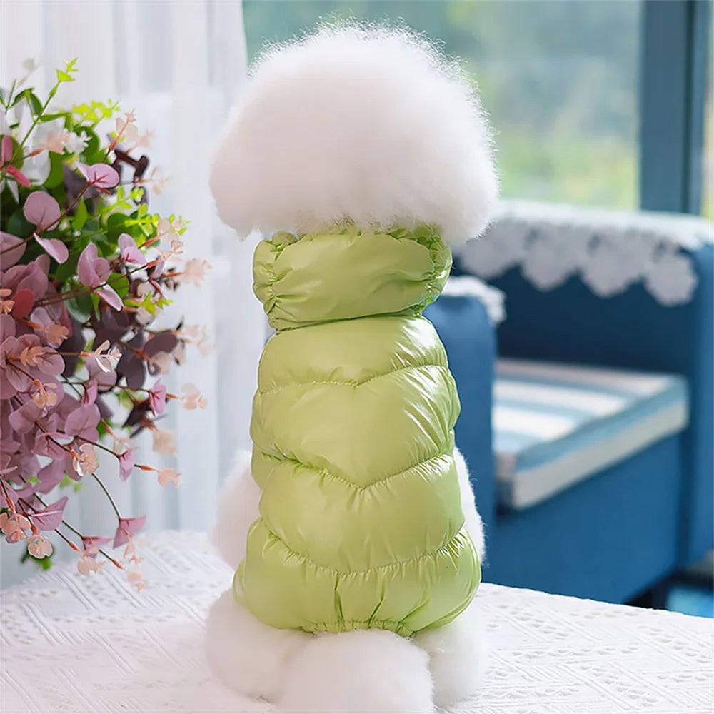 Winter Down Jumpsuit for Small Dogs | Padded All-in-One Dog Coat - Green / XXL / SPC (XXL)