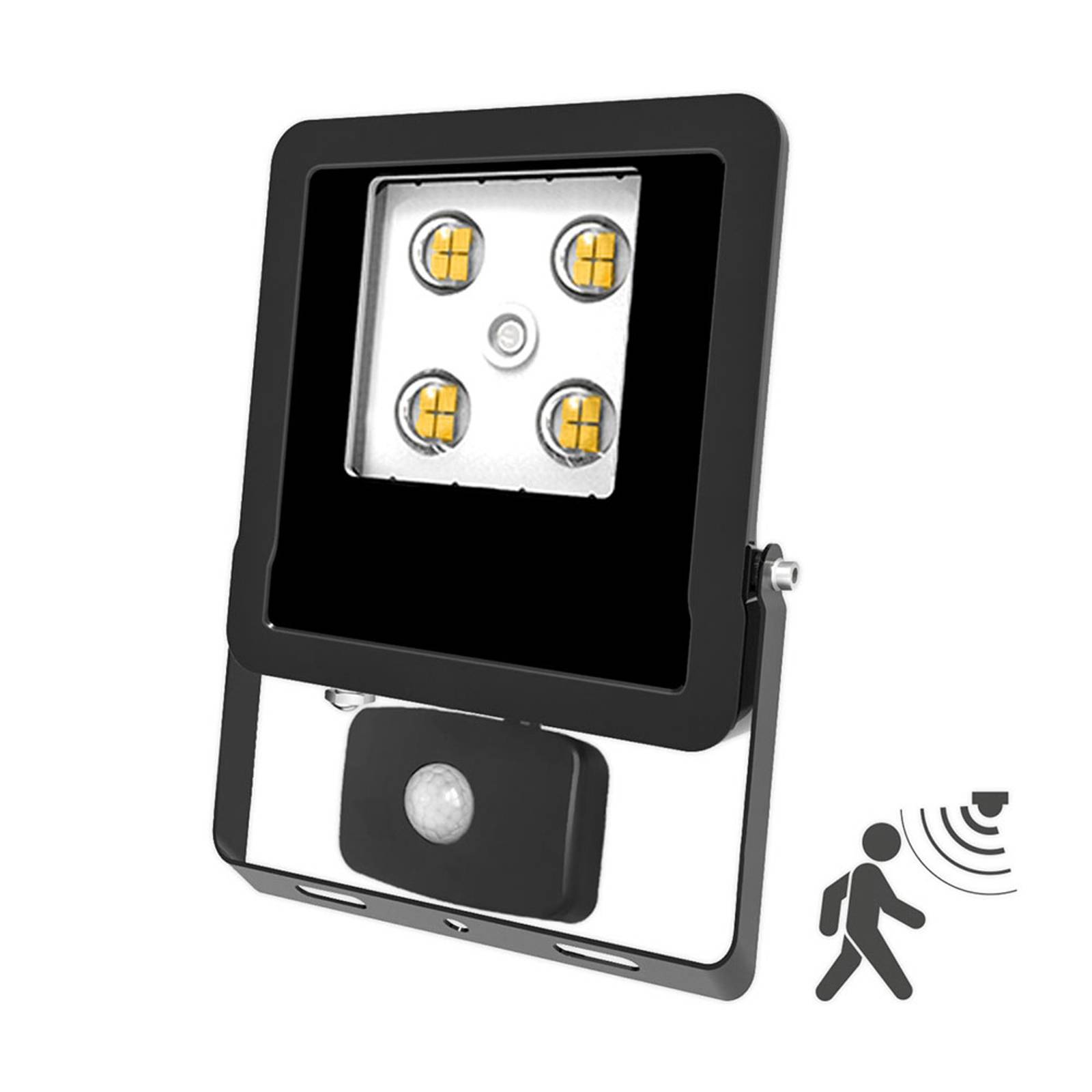 EVN Panthera utomhus spotlampa sensor IP44 10 W, Svart, Aluminium / grå / zink