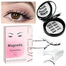 EMEDA Återanvändbara Magnetfransar - Fransförlängning Utan Lim med Applicator | 3 par Kattöga Halvfränsar | Naturlig Look & Magnetisk Fixering (Magnetic lash B)