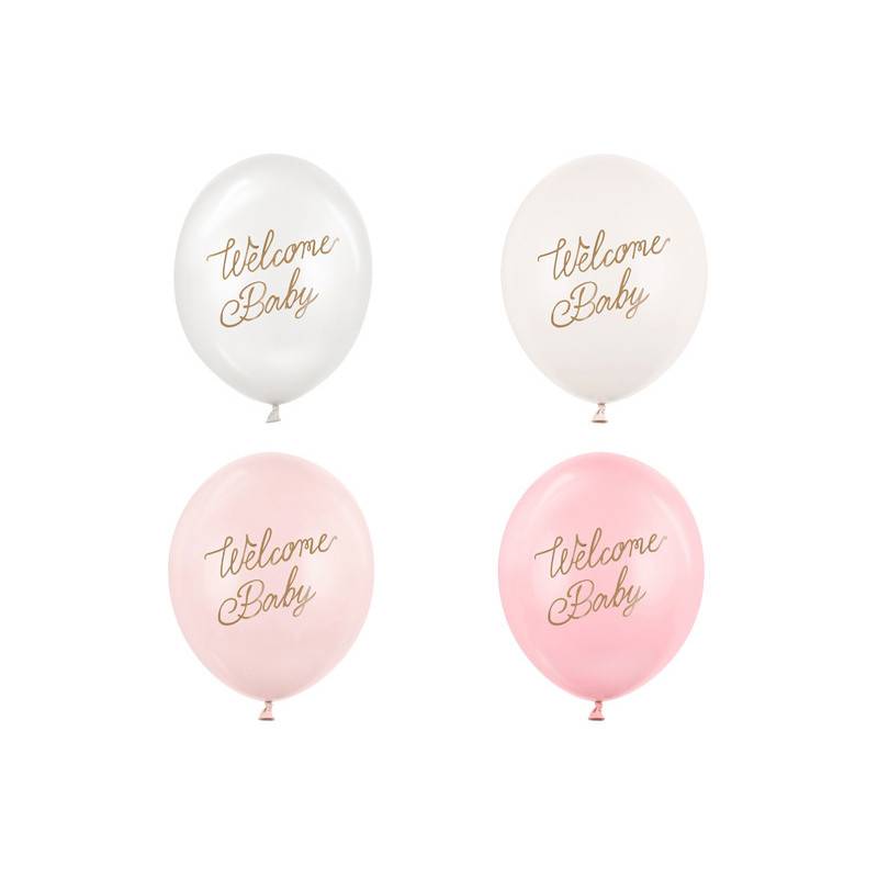 50 stk. Balloner Lyserød Mix 'Welcome Baby' 30 cm