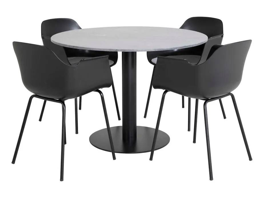 Venture Design Estelle & Comfort matgrupp Svart/svart 4 st stolar & bord 106 cm