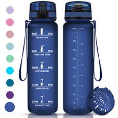 Vikaster Wasserflasche, 1 Liter Sportwasserflasche, BPA-frei, auslaufsicher und wiederverwendbar, mit einem Klick zu öffnende Wasserflasche, geeignet für Fitnessstudio, Yoga, Camping, Wandern