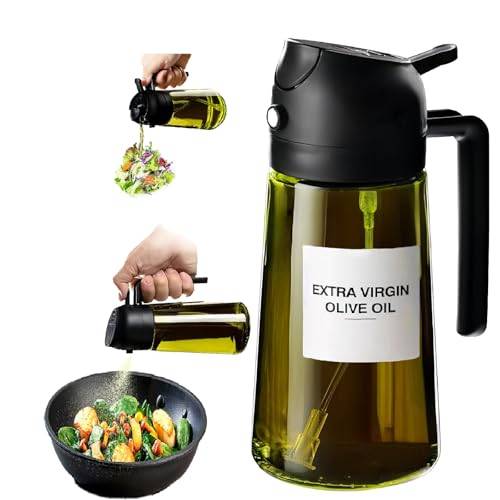 Lifhety Olivoljesprayflaska med UV-skyddande glas, 2 i 1 oljedispenser 15,9 oz / 470 ml, matlagningsvinäger dimma oljespridare för köksprylar, luftfryser, BBQ
