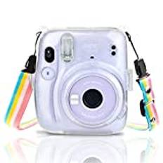 MUZIRI KINOKOO Genomskinligt fodral för Fuji Instax Mini 11, skyddande fodral hård väska för Fujifilm Instax Mini 11 Instant Camera Anti-rep-fodral – skinande transparent