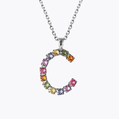 Caroline Svedbom Letter Halsband C / Rainbow Combo (Rhodium)