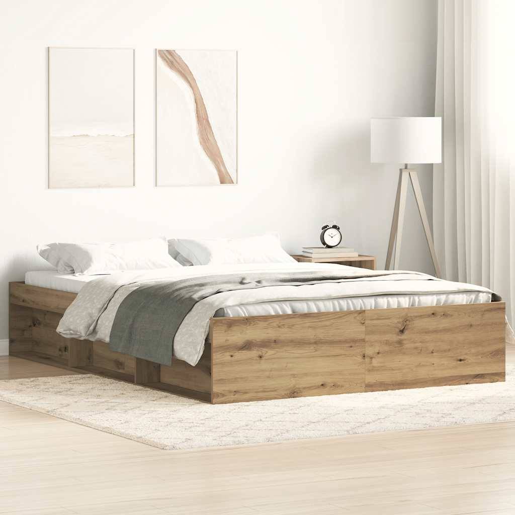 vidaXL Sängram utan madrass hantverksmässig ek 120x190cm
