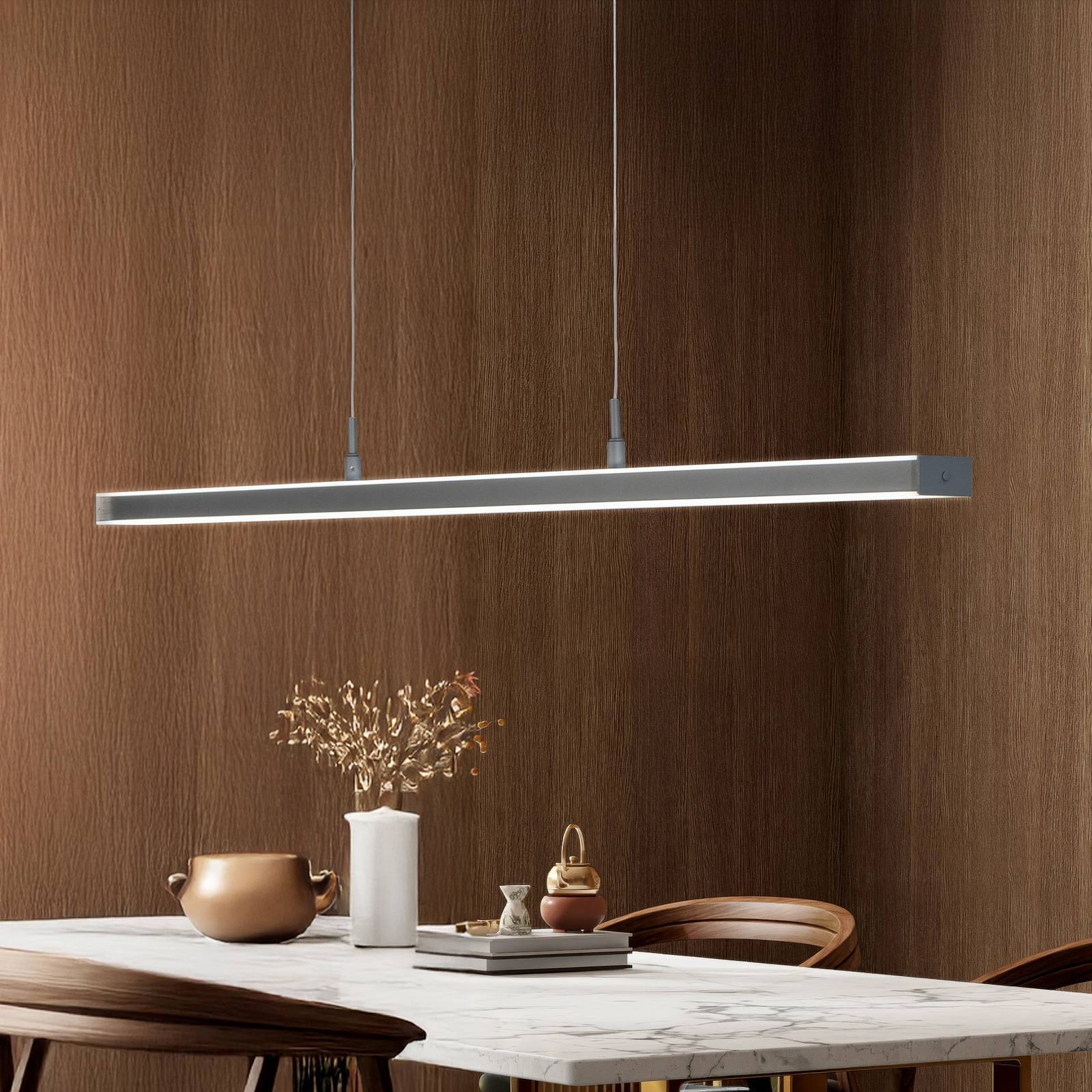 FISCHER & HONSEL Hänglampa Valeno, dimbar, Aluminium / grå / zink, Vardagsrum / matsal, Metall, Modern, Pendellampa
