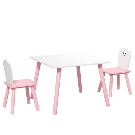 Barnbord Och Stolar Set Rosa Vit 3-delar