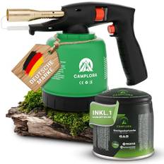 CAMPLORA Lötlampe inkl. 1 Stechkartusche 190g mit Piezozündung Lötbrenner Gasbrenner mit Kartusche Bunsenbrenner Werkstatt Gaslötkolben Brenner Abflammgerät gas blow torch bunsenbrenner küche