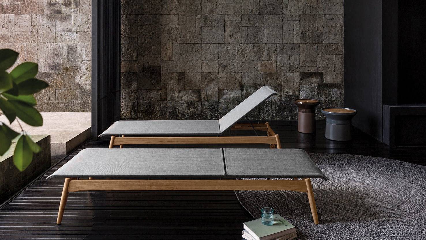 Sway teak lounger - Meteor/granite sling