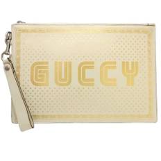 Gucci Vintage, Pre-owned, Dame, Beige, ONE SIZE, Uld, Pre-owned Laeder clutches