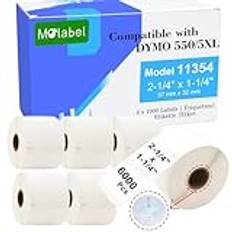 Molabel Multifunktionsetiketter – 6 rullar (med RFID-chip) för Dymo S0722540 11354-57 mm x 32 mm, kompatibel med Dymo LabelWriter-skrivare 550-1 000 etiketter per rulle.