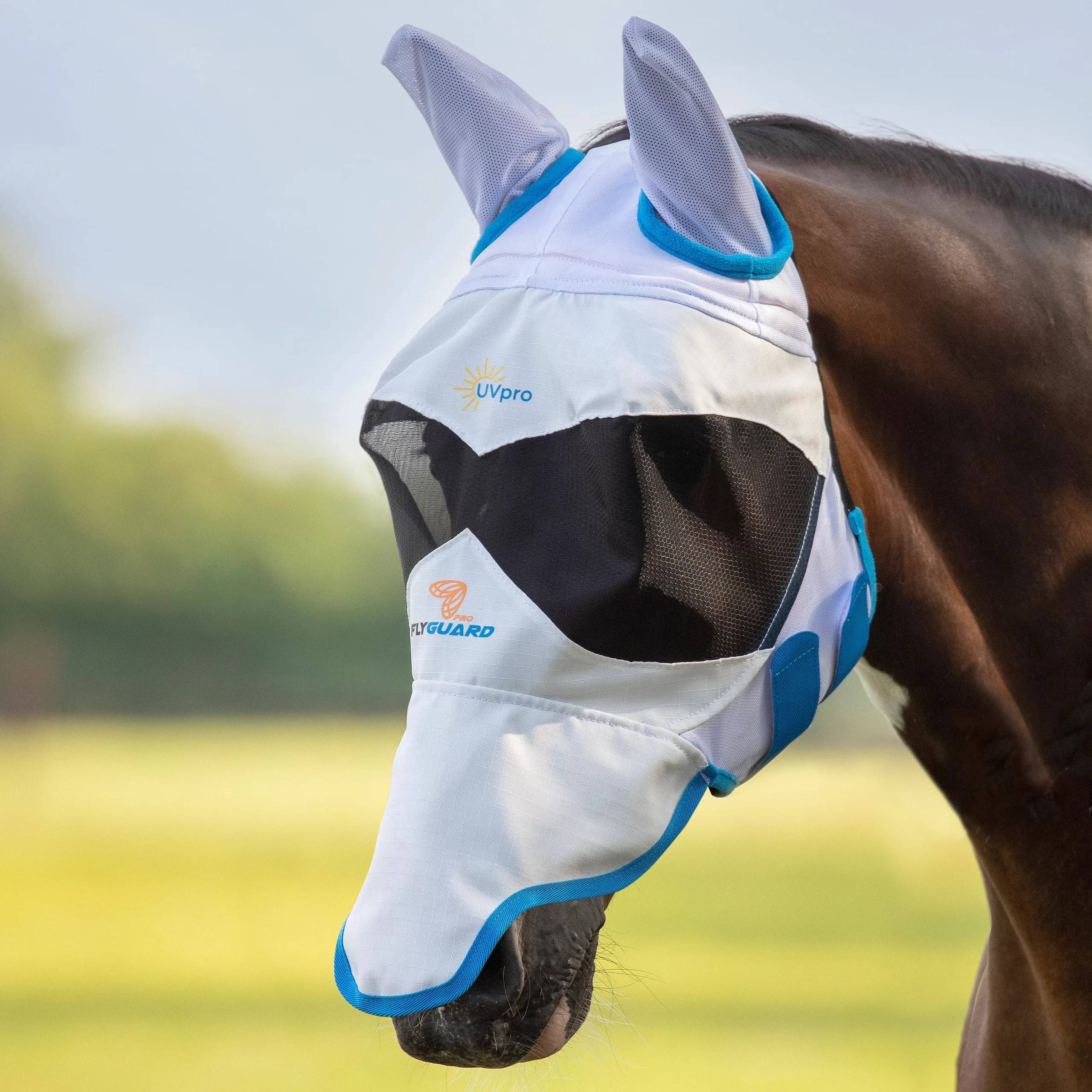 Shires Ultra Pro Flugmask Flughuva med öron och nosnät - X-Full