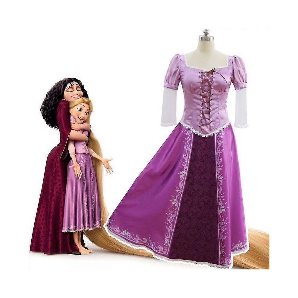 (Kids 110) Tangled Cosplay Costume Rapunzel Party Fancy Dress Halloween Carnival Costume for Womens
