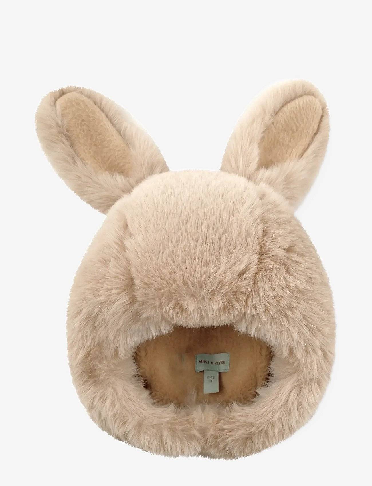 MINI A TURE Matlien Rabbit Fleece Lined Winter Hood - Beige - 12/18M
