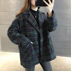 Woolen Coat Women Winter Thick Plaid Suit Jacket Woolen Coat Women S