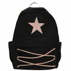 Canvas Backpack, College Style Korean Version Student Bag, Versatile Backpack, Star Backpack Lady's Backpack Student Backpack Cute Dopamine Style Casu - Pink - one-size
