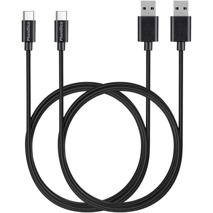USB-C Cable - Phonillico - Pack of 2 - 1 Meter - Compatible with Nintendo - White Color
