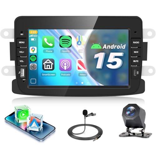 4 + 64G: Hodozzy Carplay bilradio för Renault, Captur, Dacia, Sandero, Duster, Logan, Lodgy med USB USB-C, Renault bilradio, 7 tum, 2 Din, Bluetooth, med Android Auto/32 EQ/FM/RDS/SWC + kamera
