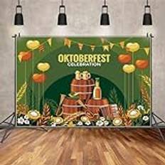 Bakgrund grön oktoberfest öl festival banderoll foto bakgrund solrosor värmeballonger flaska tunna dekoration 350 x 230 cm