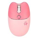 Trådlös Kattmus, 1000 1200 1600 3 Nivåer DPI 2.4G Trådlös Tyst Mus för Tjejer Möss med USB-mottagare Kattemamus för Bärbar Dator (Sakura rosa)