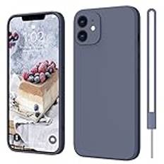 ElestBela iPhone 12 skal silikonskal, hanyskal iPhone 12 6,1 tum ultratunn med mikrofiber, reptåligt allsidigt skydd skal för iPhone 12 blå