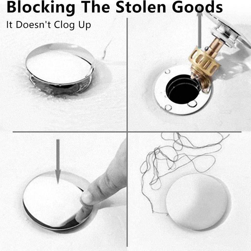1 st tryckknapp avloppspropp för diskho, silverlegering, avloppsstoppare 66 mm, klickklack, tvättställ, pop-up-kåpa, reservdel för badrumsvask