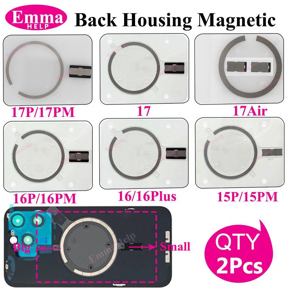 2 st Magsafe Magnetisk Metallring För iPhone 17 16 Pro Max Plus Baksidans Hus Glas Trådlös Laddning Magnet Reparation