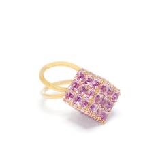 Swarovski - Curiosa cocktailring med dubbla band - dam - swarovski crystal/metall - 50 - Lila