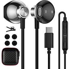 USB C-hörlurar typ C headset, HiFi stereohörlurar med kabel och mikrofon semi in ear hörlurar för i-Phone 15 Pro Max Samsung Galaxy A35 A55 A34 A54 A53 A33 S24 S23 FE S22 Ultra S21 Pixel 8 OnePlus 12