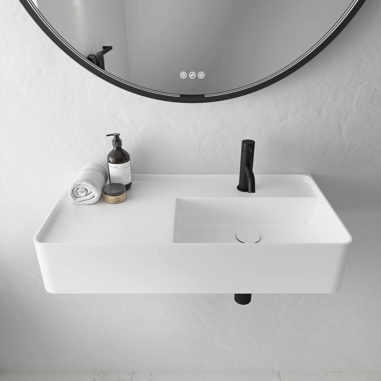 Coco 7R - 70x35 Vask til højre MathvidSolidTec® - fra Bad&Stil.