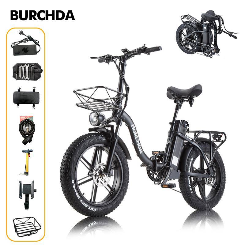 BURCHDA R8S1500W Hopfällbar Elcykel Vuxen 48V20Ah Litiumbatteri Stadscyklist E-cykel 4.0 Fett Däck 20'' Kraftfull Motor Fatbike