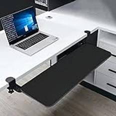 Tangentbordslådor 52 65 75cm Klämma på tangentbordsbricka Plattformar under skrivbordet för tangentbord och mus, skjutbar skjutbar utdragbar bricka Ergonomisk arbetsstation,svart,65cm