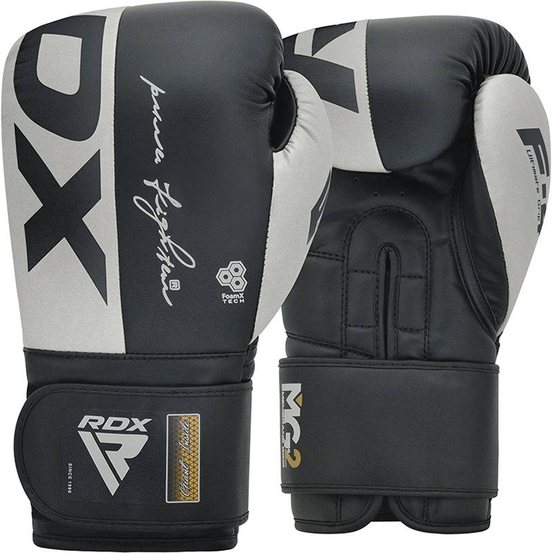 RDX F4 Boxing Sparring Gloves Hook & Loop - Grey / 14oz