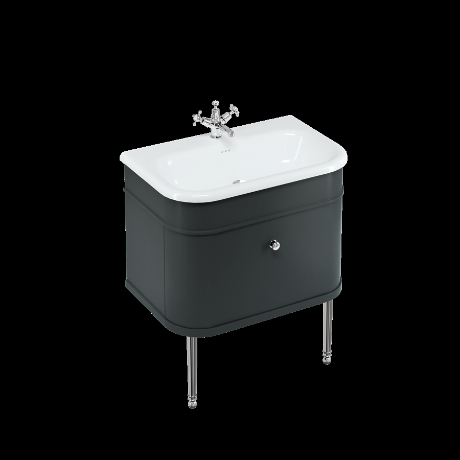 Burlington Kommod Chalfont, 1 Låda (Matt svart/75cm/Möbelben - Krom)