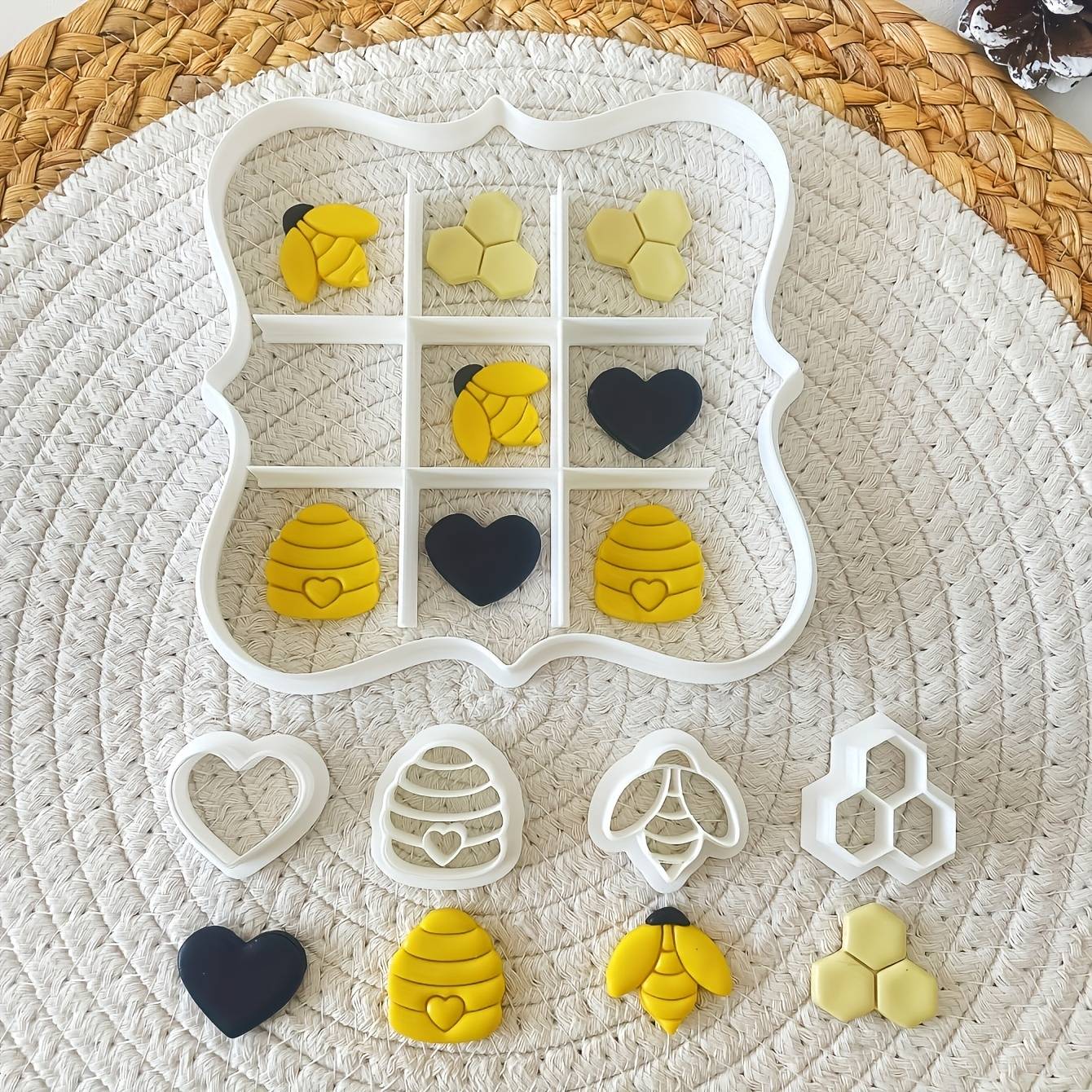 TEMU 6pcs Honeycomb Bee Polymer Clay - Set, Spring Decoration Jewelry Making Kit - Suitable For Easter Clay Molds, Earring Clay Cutters, Jewelry Clay Cutters, Diy Polymer Clay Craft Tools