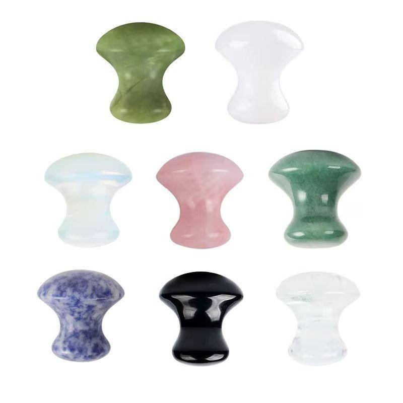 Naturlig Jadessampinjonformad Kvarts Gua Sha Massageverktyg Kristall Guasha Sten För Spa Avslappnande Meditation Skrapande Massager