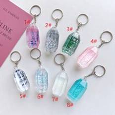 Flytande nyckelring glitter kvicksand nyckelring akryl nyckelfob ryggsäck hängande par kvinnor män pojkvän vän nyckelring - 2