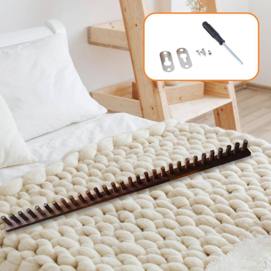 Wooden Loom Frame Home Decor Easy to Use Adjustable Size Portable Chunky Yarn Blanket for DIY beige