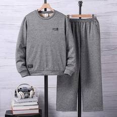 2st tonårspojkar varm fleece rund hals långärmad Casual Lounge Set - Mörkgrå (14Y,13Y,16Y,15Y)