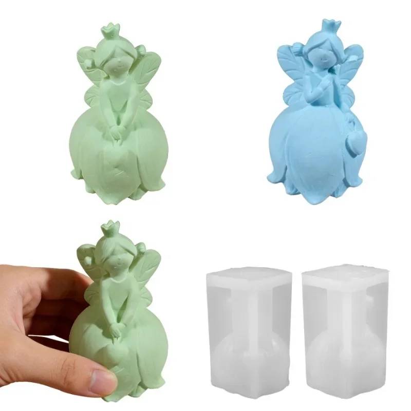 Heart Shaped Angel Silicone Mold Handmade Craft Mould For Aromatherapy Candle Sculpture Making Ornament Home Garden Decoration