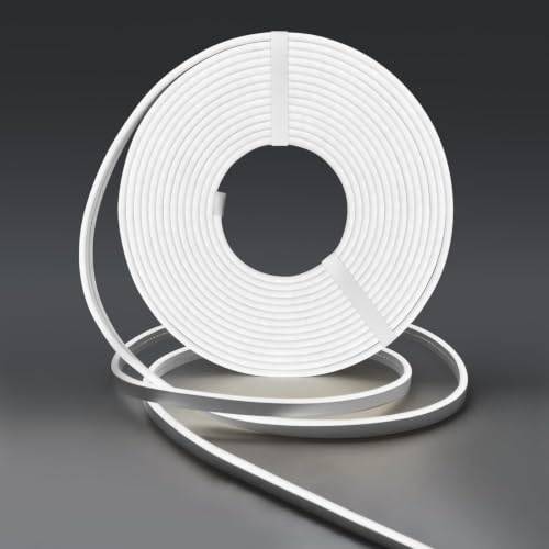 Lucienstar 12V 5M Neon Led Strip, White Vattentät 6000K Neon, DIY Flexibel Led Strip för inomhus utomhus hem kök deco (nätadapter ingår inte)