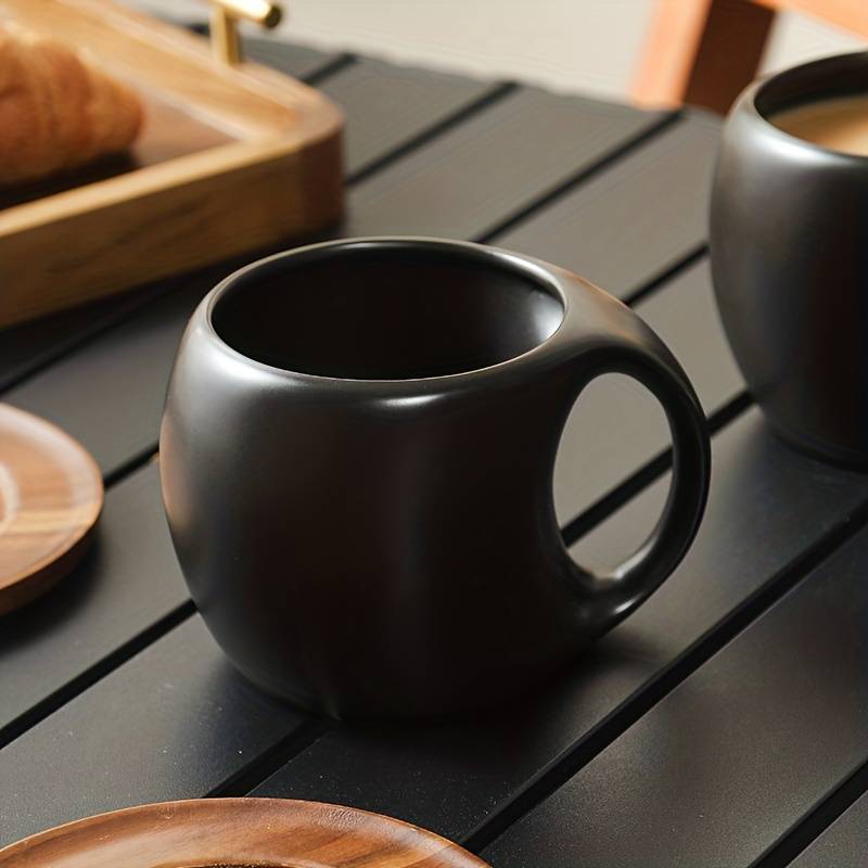 Matte Black Ceramic Mug, Microwave & Dishwasher Safe, Large Capacity Single Cup 400-450ml, Heat-resistant Minimalist Coffee Cup, Durable Office & Home Drinking Cup, Straight Drink Cup