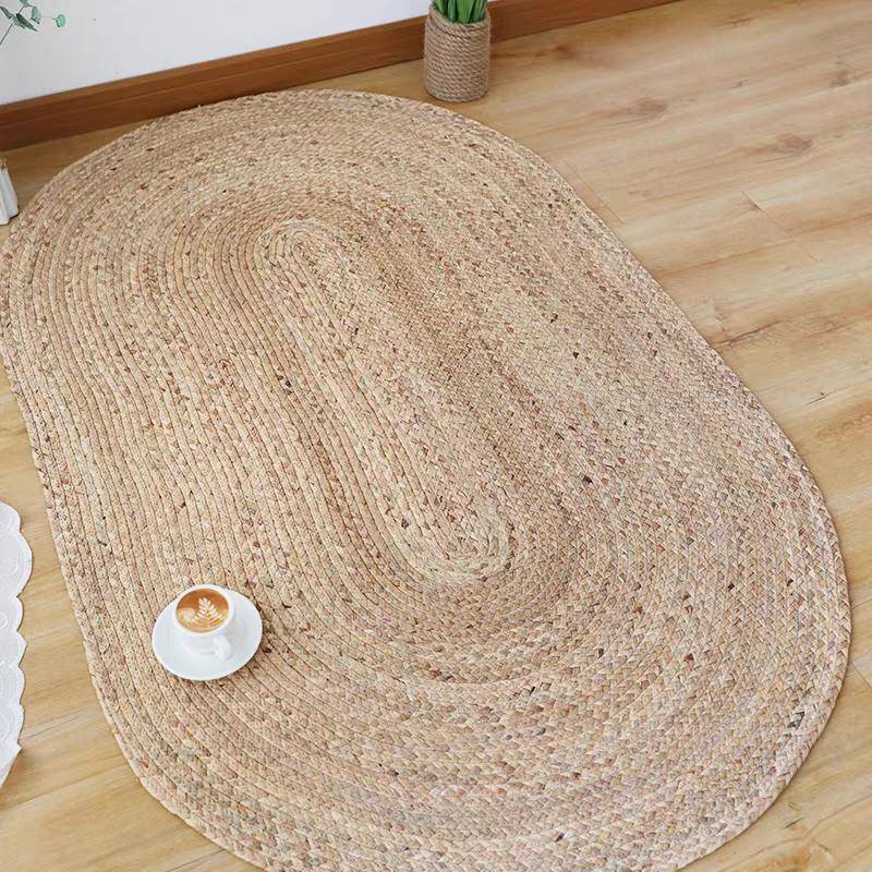 Naturliga Rattan Ovala Runda Mattor för Vardagsrum Sovrum Japansk Stil Stråmattor Sävkärr Gräs Golvmattor Handvävd Heminredning