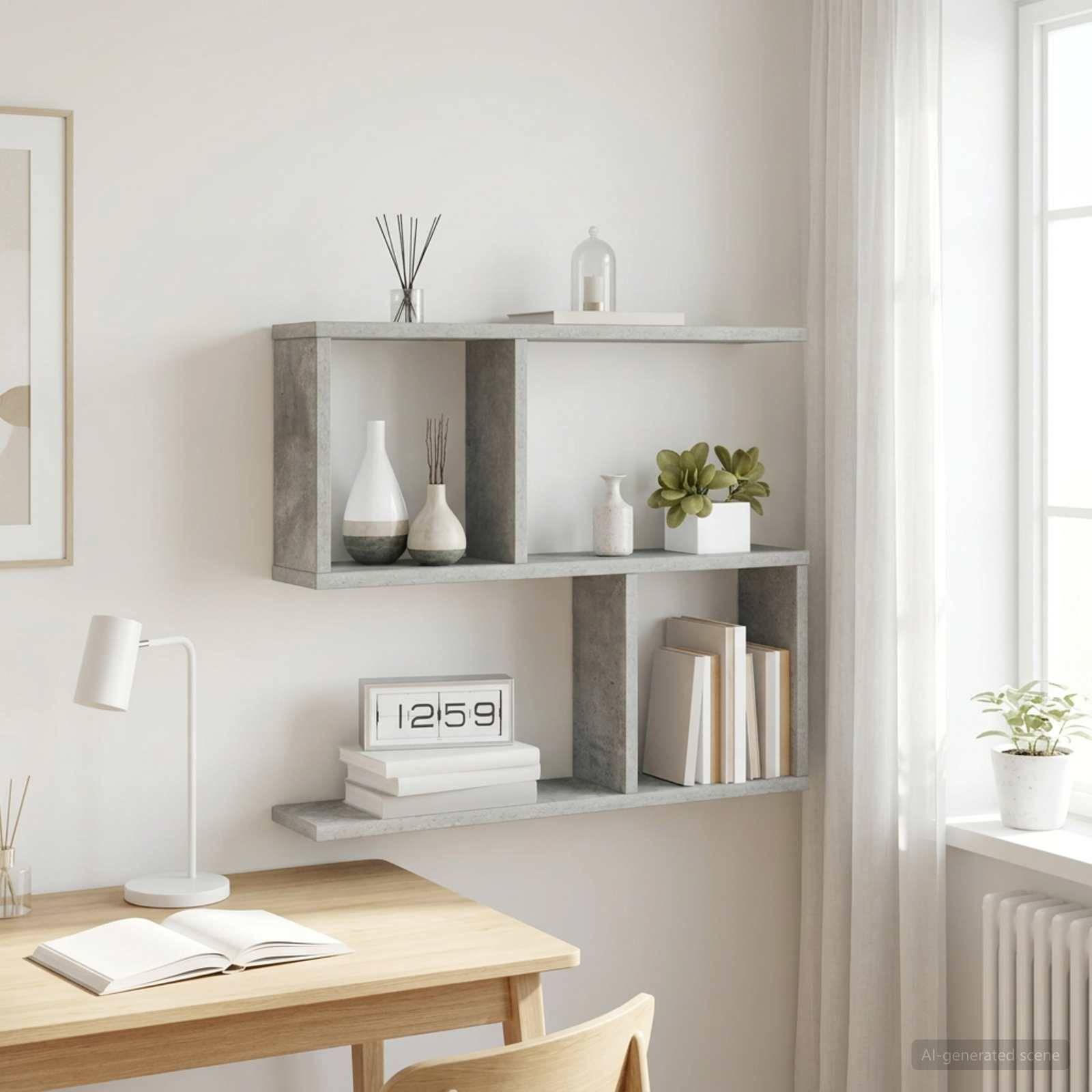 Væghylde Betongrå 60 x 12 x 50,5 cm Konstrueret træ