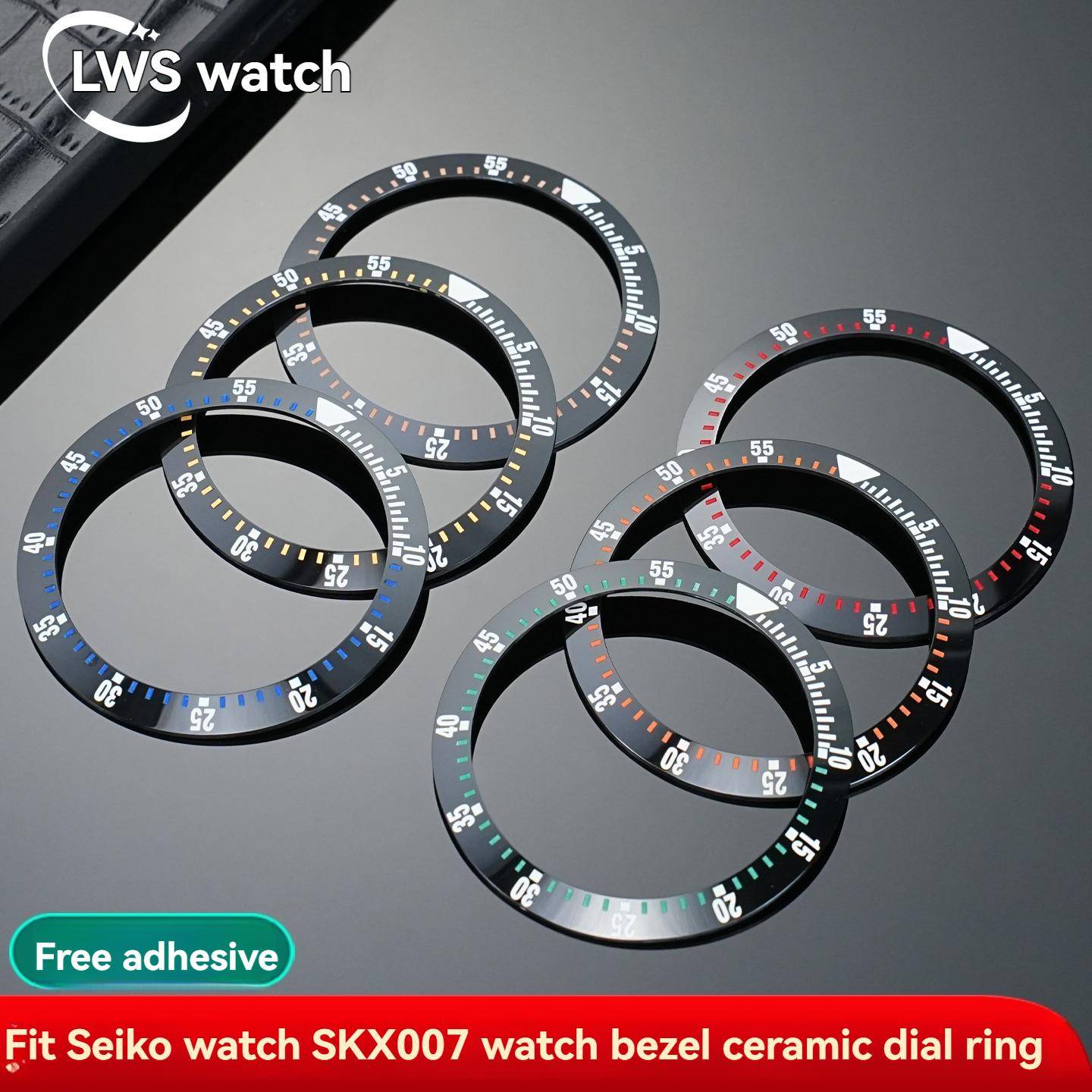 Keramisk yttre ring för Seiko-klocka SKX007 Lutande ringmynning 5-55 Bezel 38x30,7 mm Digital skala ring Klocktillbehör