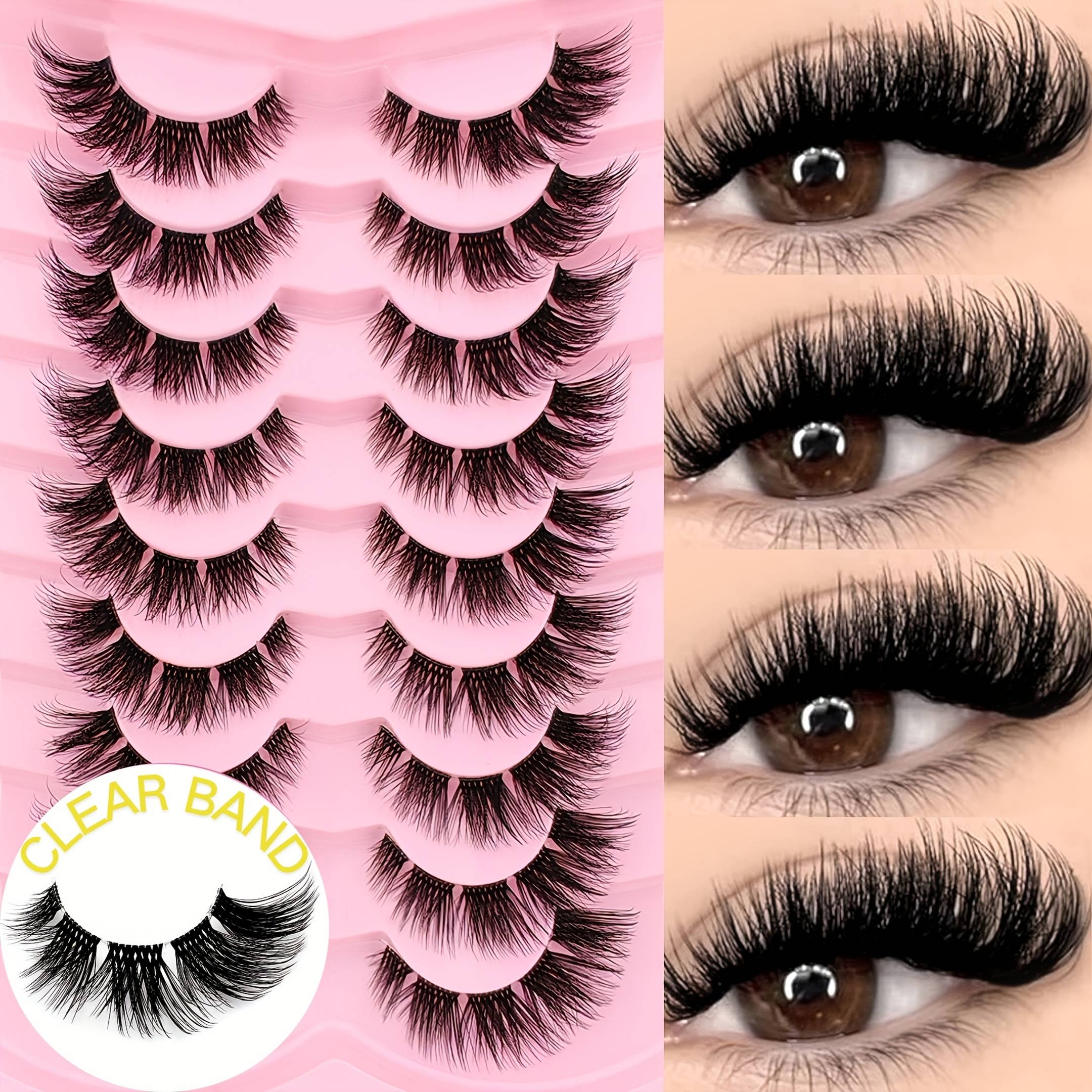 9 Pairs Of Transparent Wispy Lashes, , Cat Eye False Eyelashes, Tail Extension, Cross, , Fluffy, Thick, Comfortable And Versatile, Suitable For Occasions, Eye Lashes