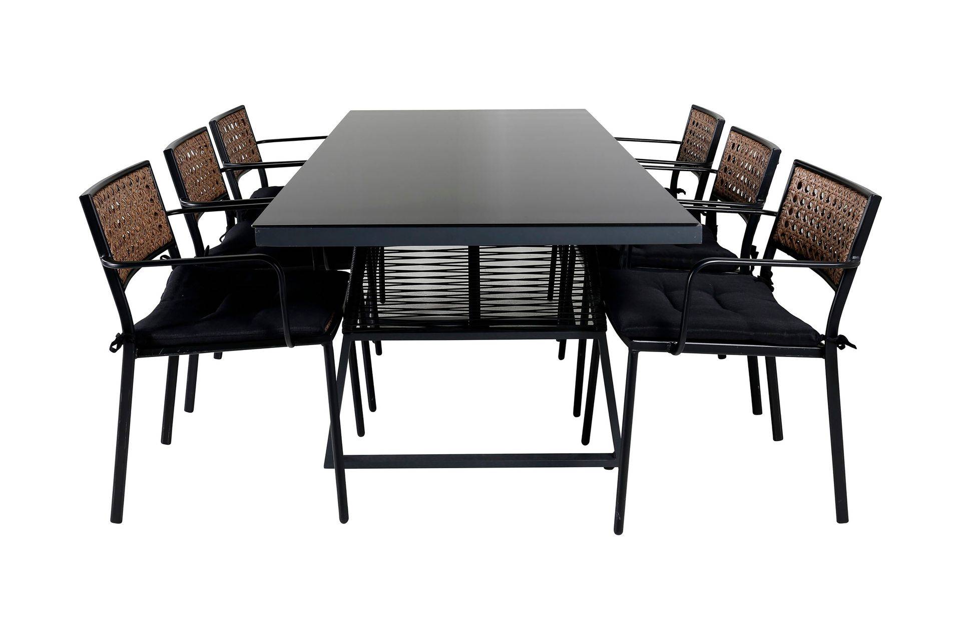 Venture Home Dallas Matgrupp Utomhus 193cm + 6 Paola Matstolar - Svart utomhus Brun,Svart